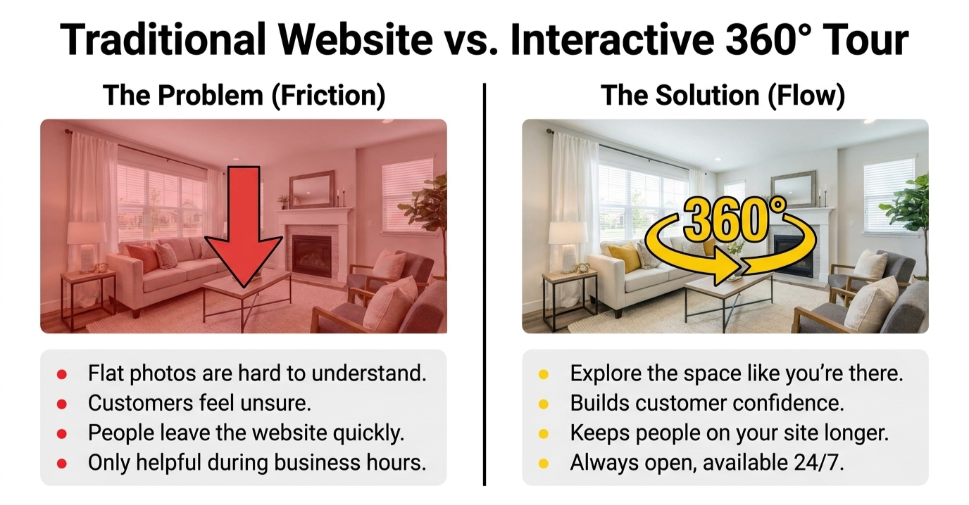Traditional Website vs Interactive 360° Tour